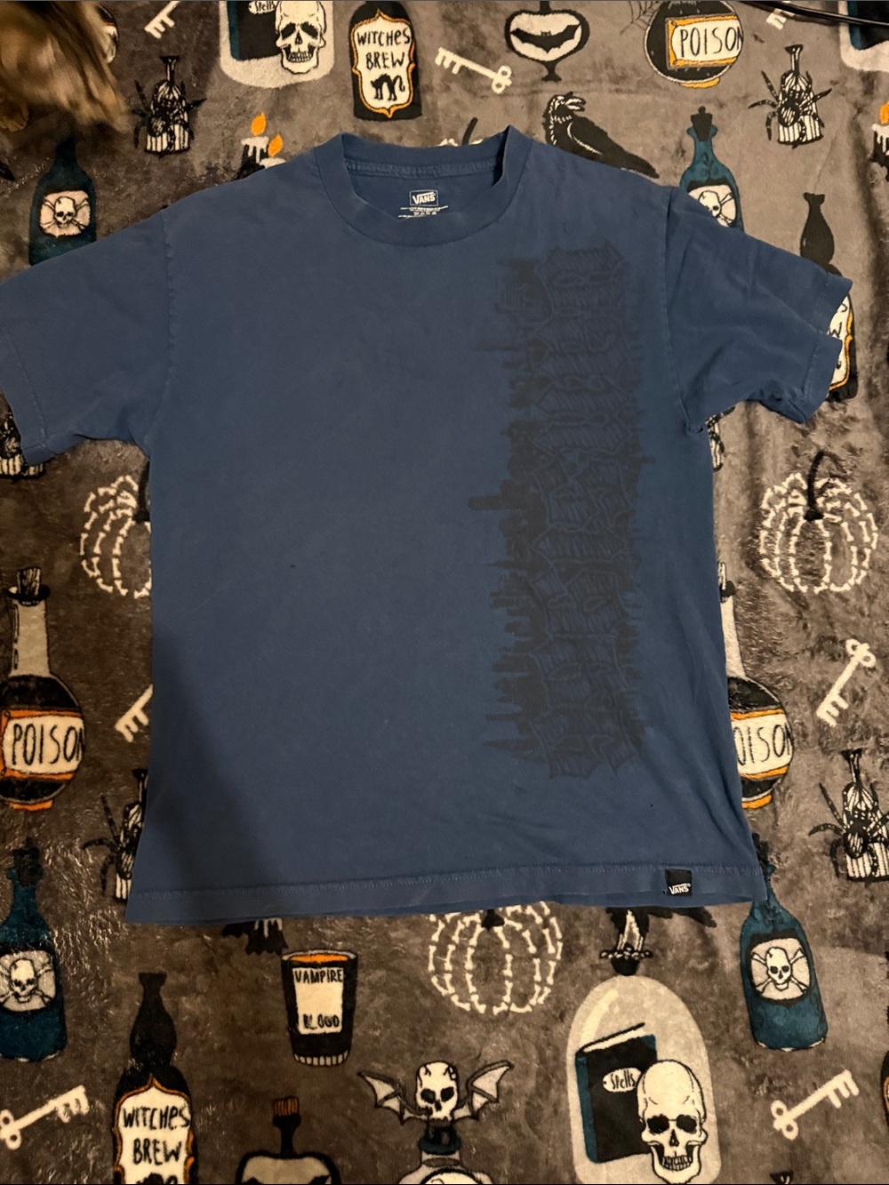 Vans Men's Short Sleeve Crewneck Tee — Blue with Subtle Side Graphic